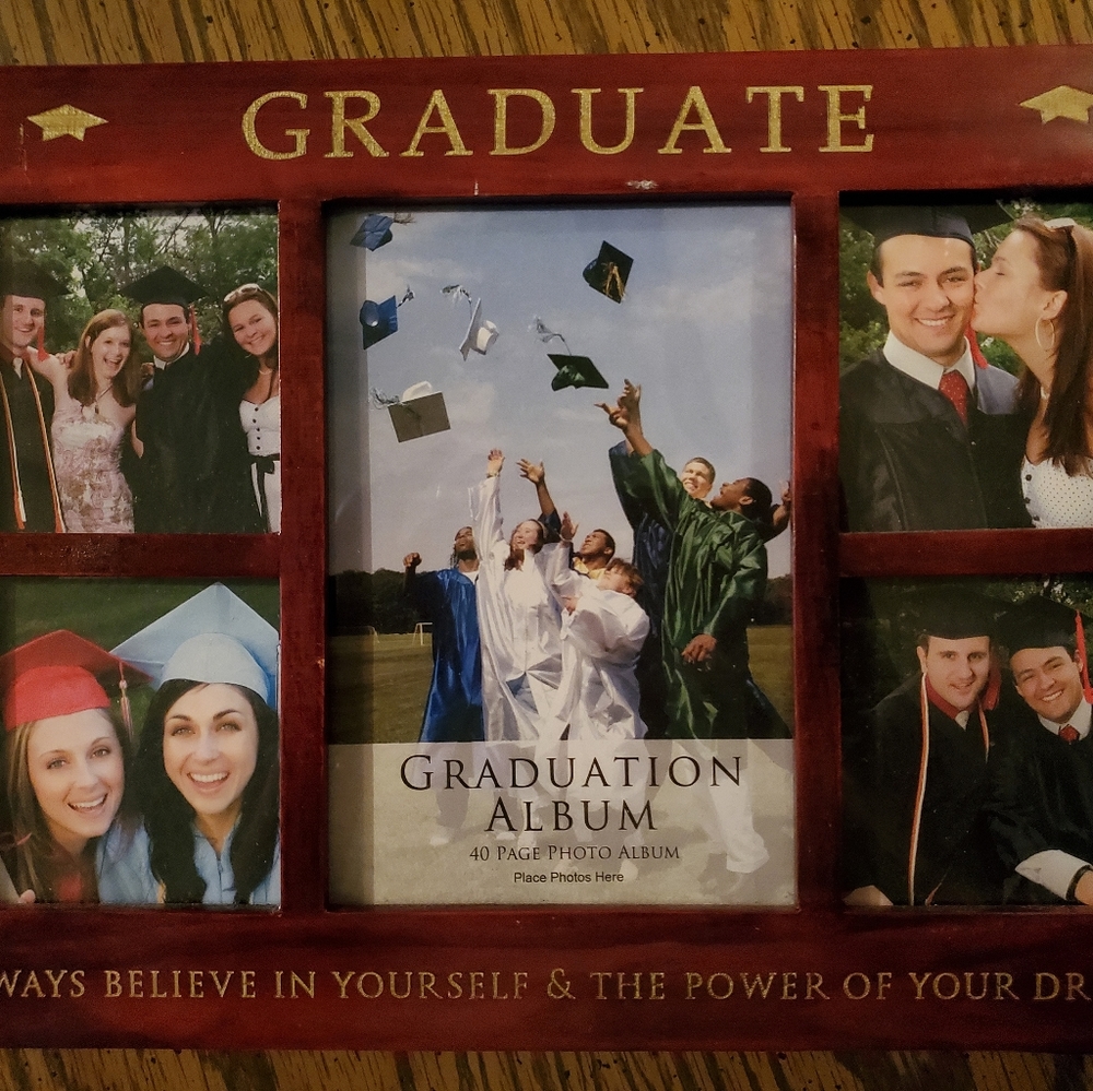 Wood frame graduation photo album